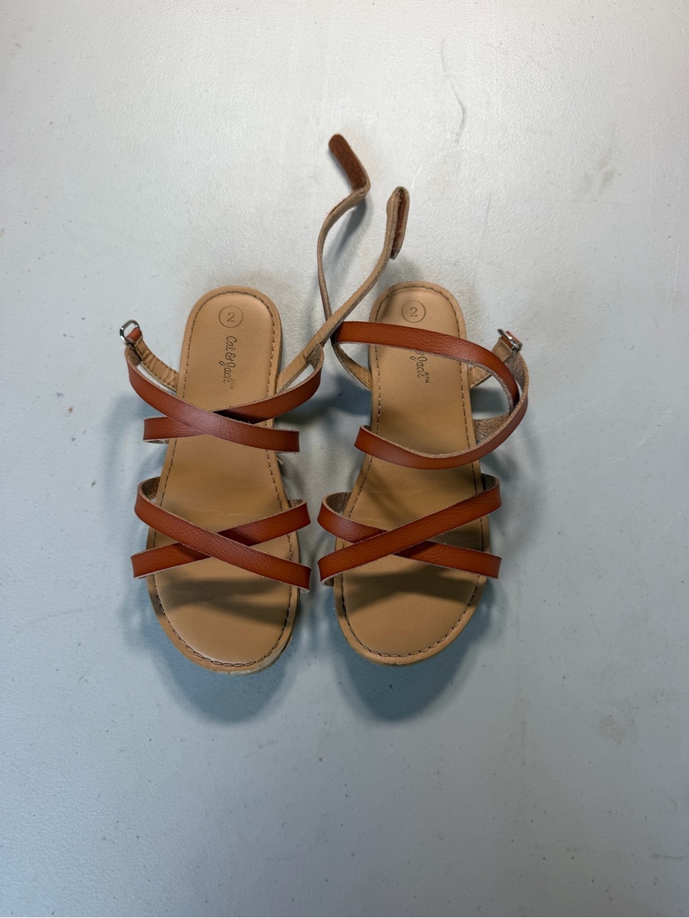 Kid’s Strappy Brown Ankle-Tie Sandals